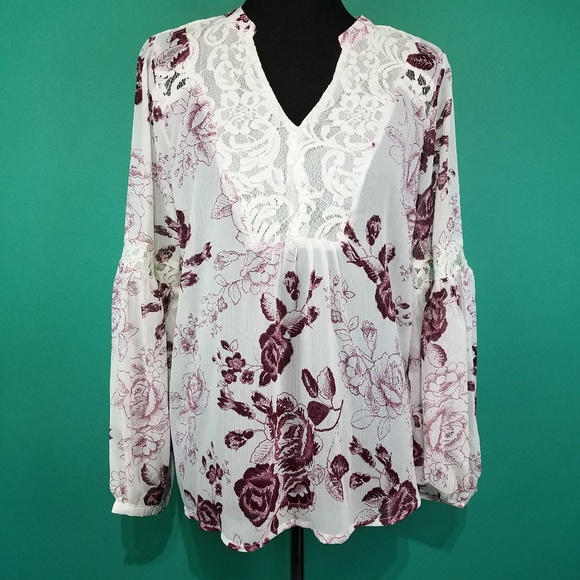 torrid Tops - Torrid Sheer Floral Boho Blouse